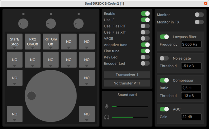 ESDR3 settings E-Coder2 settings in ExpertSDR3 0.11.0